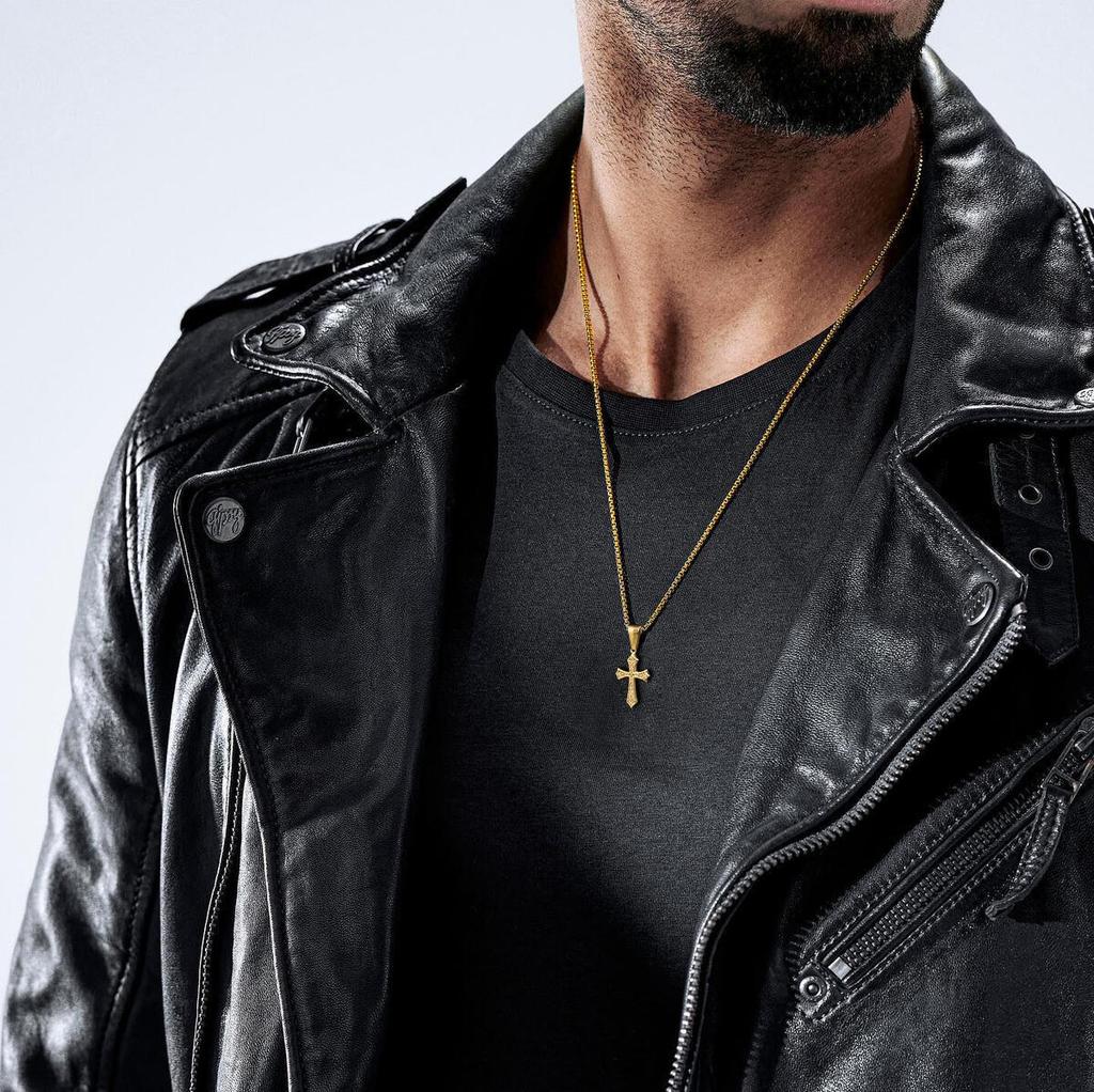 Vnox Small Stainless Steel Cross Necklaces, Retro Personality Pendant Accessories, Religion Faith Jewelry Gift