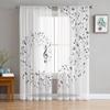Music Notes Black White Sheer Curtain For Living Room Bedroom Voile Curtains For Window Organza Curtains Party Tulle Drapes