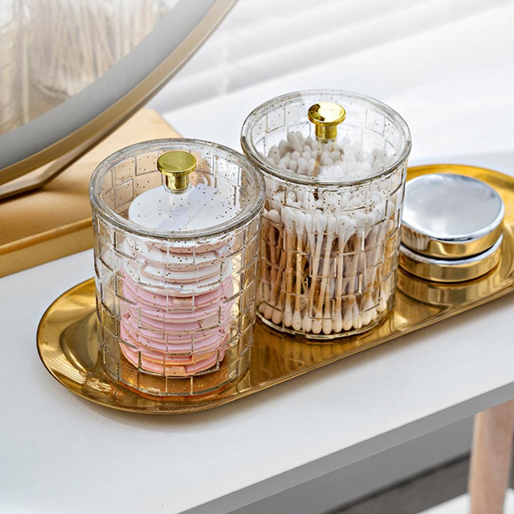 Круглая коробка для хранения ватных палочек с ручкой, пылезащитный прозрачный ПЭТ, современный настольный ватный диск, контейнер для макияжа для лица, органайзер