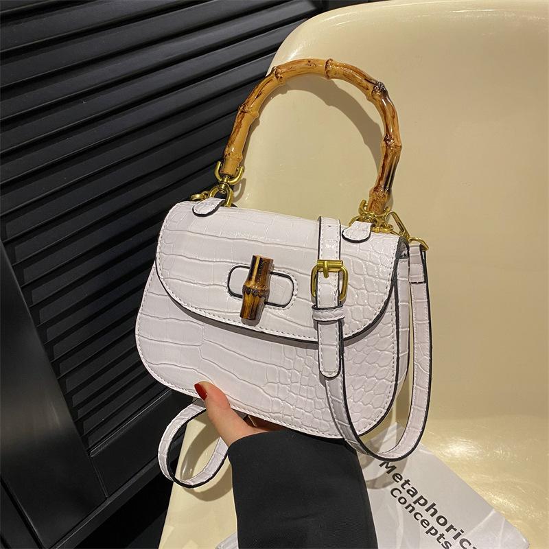 Бамбуковая сумка женская новая ретро на плечо сумка-седло премиальная текстура нишевая простая сумка-мессенджер