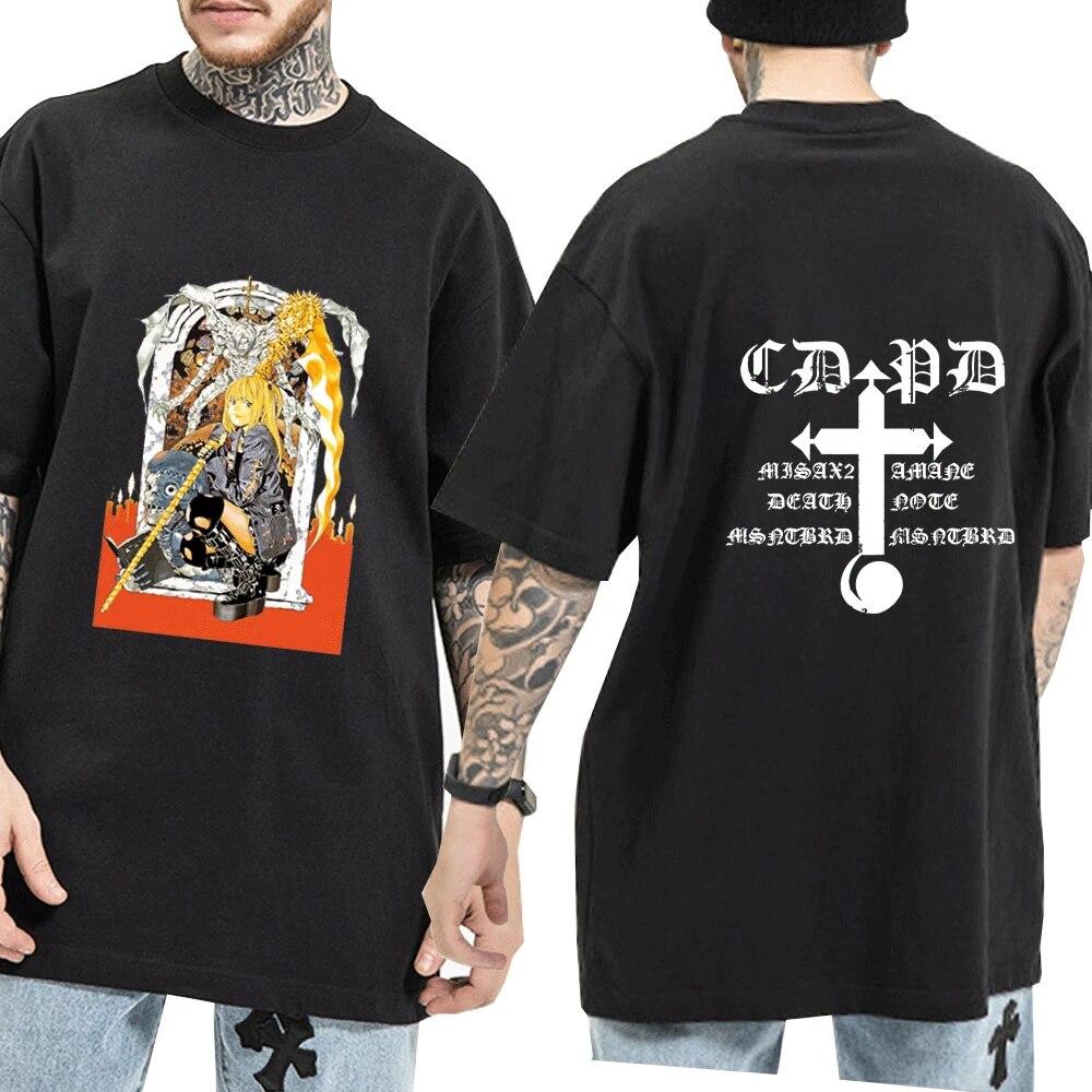 Футболка «Тетрадь смерти» Миса Амане Аниме Ужасы Рюк Лайт Ягами Футболка с принтом Унисекс Женская футболка в стиле хип-хоп Новинка Футболки унисекс Брендовая одежда Топ