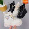 Autumn and Winter New Girls' Short Boots British Style Leather Boots Fleece-lined Girls' Cotton Boots