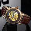 TIME100 Watch Mechanical Watch Waterproof Arm Watch Skeleton Watch Business Easy To Read Analog Stylish Gentleman Watch for Men Yellow Men's