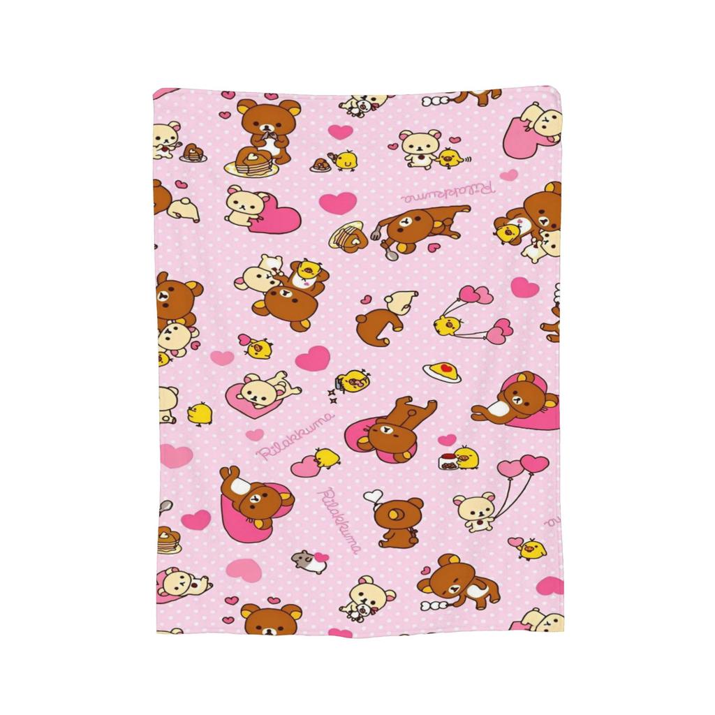 Pink Cute Bear Rilakkuma Blanket Fuzzy Awesome Breathable Throw Blankets for Bed Sofa Winter,