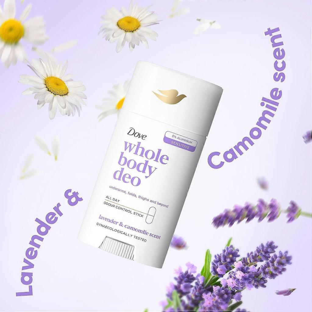 Dove Whole Body Deodorant Stick Long Lasting Fresh Lavender & Camomile 75ml, 6pk