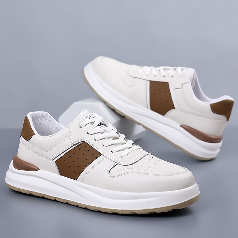 Мужские кроссовки на шнуровке черные белые Falts Повседневная обувь Мужская кожаная мягкая подошва Мужская обувь Borgue Обувь для активного отдыха Chaussure Homme