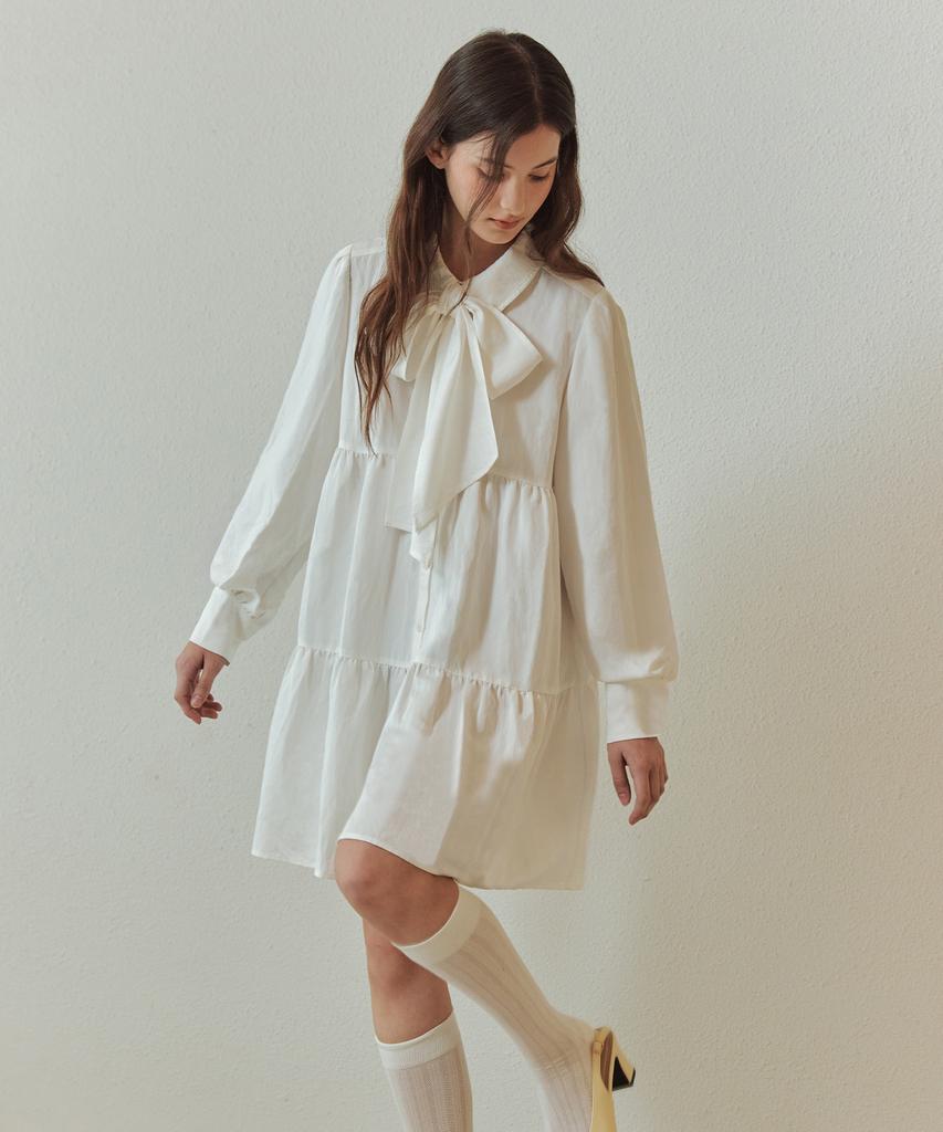 Zero Street [2 Colors] Ribbon Shirring Dress