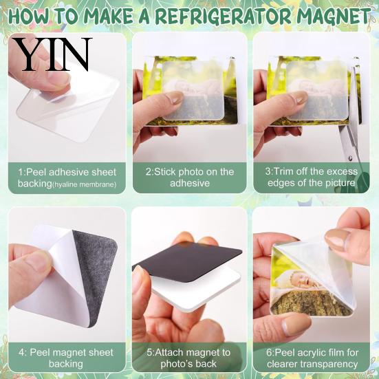 Picture Magnet Making Kit 10/20/50Pcs DIY Fridge Kit, Clear Acrylic Magnetic Photo Frame with Adhesive Backing, Custom Set for Crafts Frames