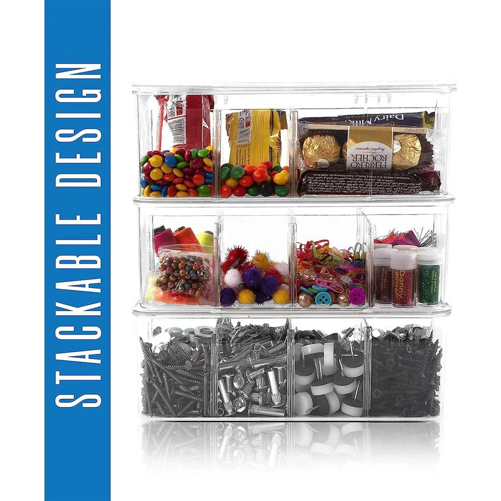 1 шт. Акриловая коробка для хранения чайных пакетиков - Герметичный органайзер с несколькими отделениями и крышкой для кофе, сахара, для использования на кухне в офисе