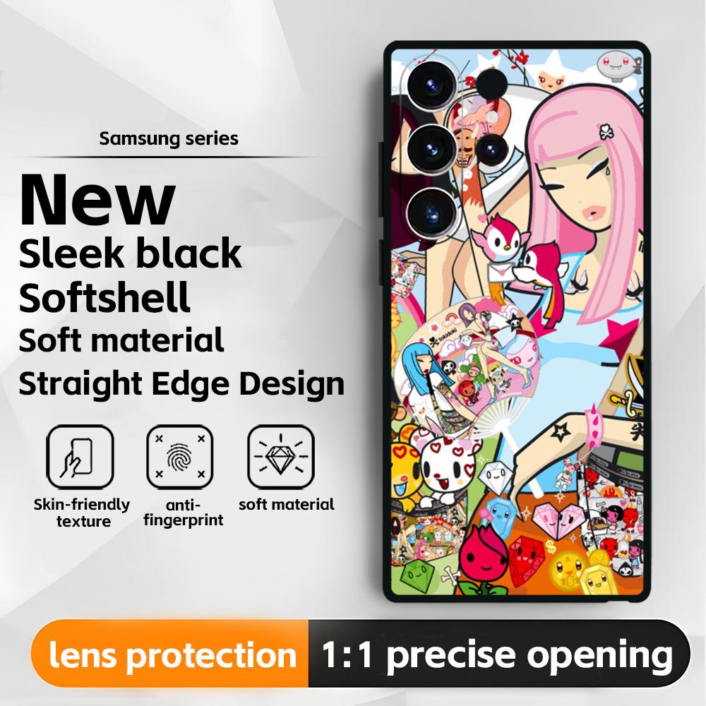 Япония Милый T-Tokidoki Чехол для телефона для Samsung Galaxy S25 S24 S23 S22 S21 S20 Plus Ultra Note20 Мягкий Черный