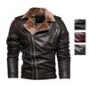Мужские куртки из искусственной кожи, куртка-бомбер на молнии с флисовой подкладкой, мотобайкерское короткое пальто, стильная осенне-зимняя верхняя одежда из искусственной кожи для гонщиков