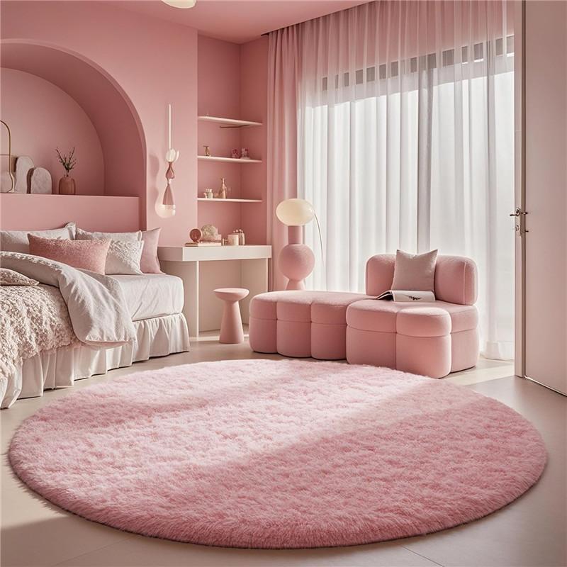 2x2m Super Soft Plush Round Rug Mat Fluffy White Carpets for Living Room Home Decor Bedroom Kid Room Decoration Salon Thick Pile Rug