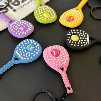 Ключевой брелок для тенниса ПВХ Мягкая резина Спортивный брелок для ключей Милый брелок-брелок в виде теннисной ракетки и мяча Модный подвес для сумки Украшение Подарки