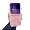 Модный чехол-ракушка с градиентом и кристаллами, магнитный, для Samsung Z Flip 7 EF 6 5 4 3, с ремешком-шнурком, противоударный