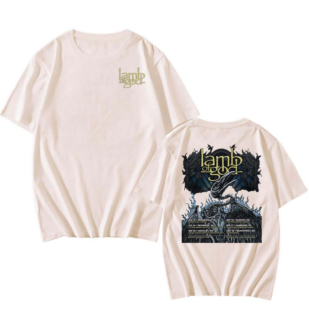 Футболки Lamb of God Tour 2025, винтажные двухсторонние футболки, летние женские/мужские хлопковые футболки, гранж-мода, свободная уличная одежда