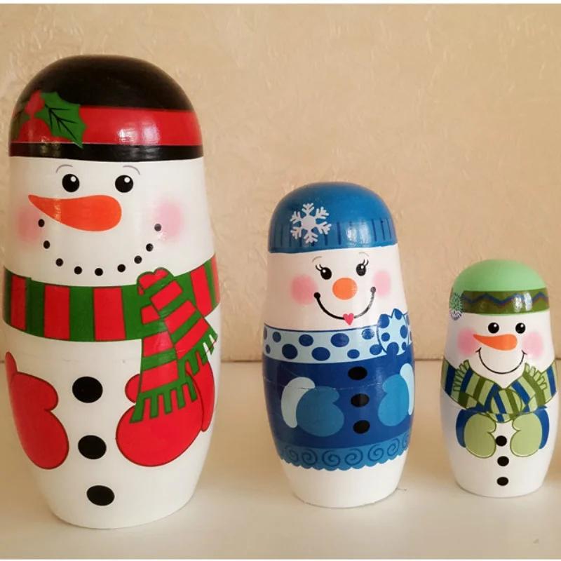 Рождественский снеговик Русская матрешка Матрешки Набор из 5 слоев краски Наборы для творчества Домашний декор