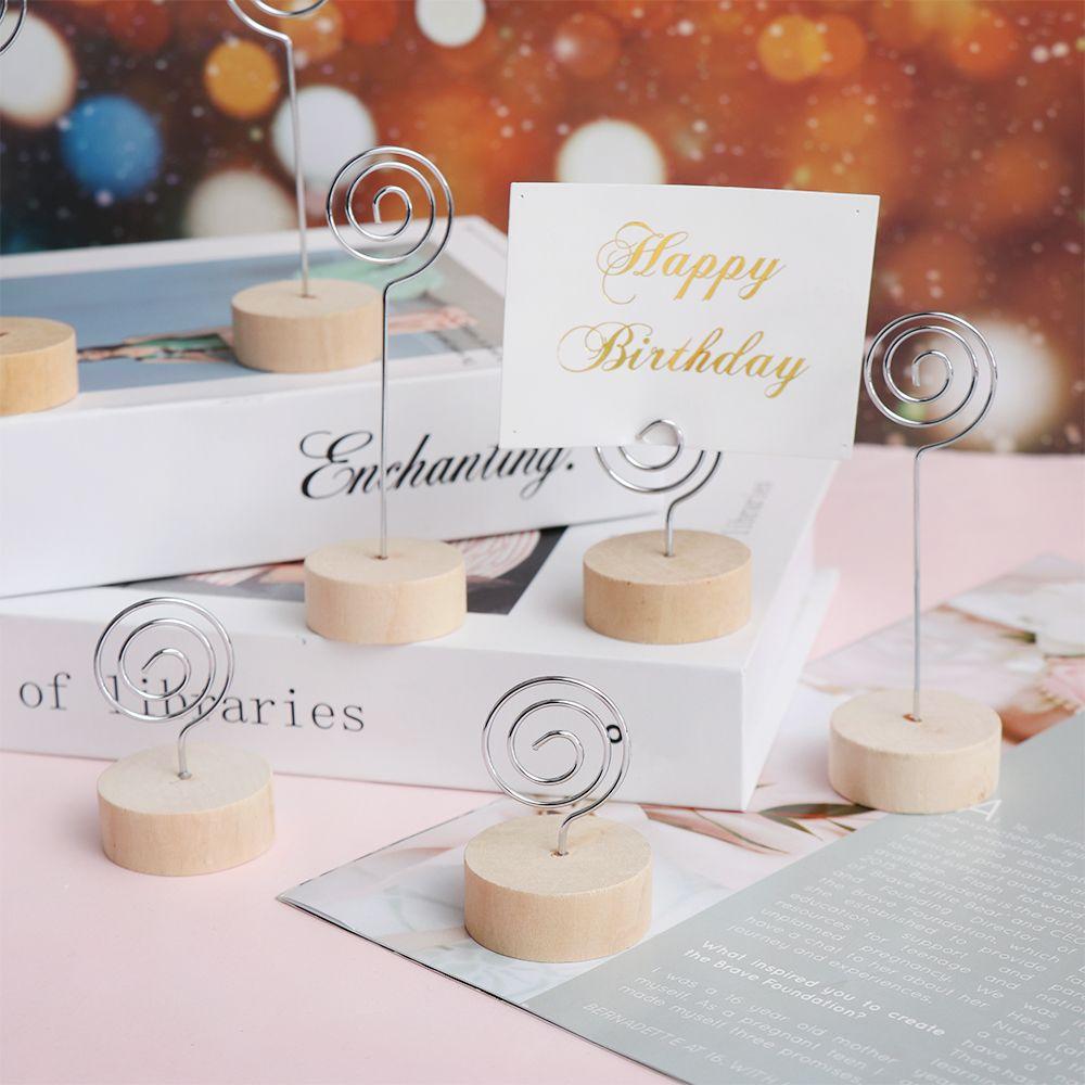 Clamp Round Shape Base Wedding Supplies Wooden Clamps Stand Place Card Picture Frame Photos Clips