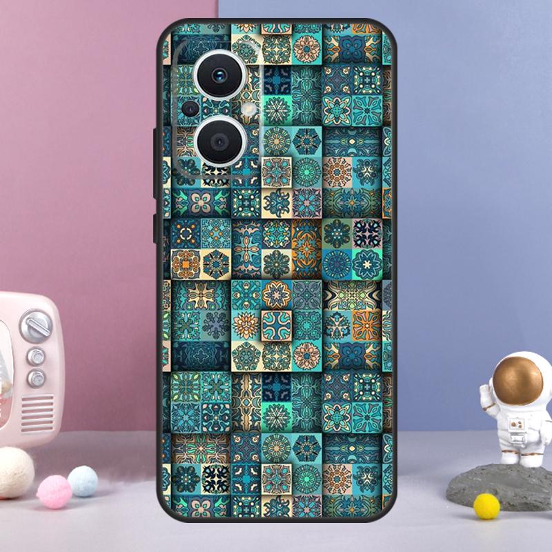 Эстетичный чехол в стиле бохо с мозаикой для OPPO Reno 14 F 11F 12F 13F 10 11 12 13 Pro 7 8 Lite OPPO Find X8 X6 X5 X9 Pro