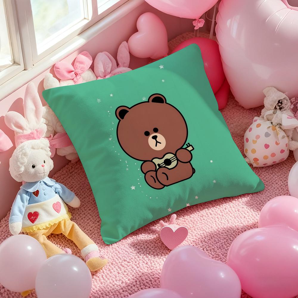 LINE FRIENDS коричневый медведь и конни Чехол для подушки с принтом Наволочка для гостиной дивана Чехол для подушки и декор спальни