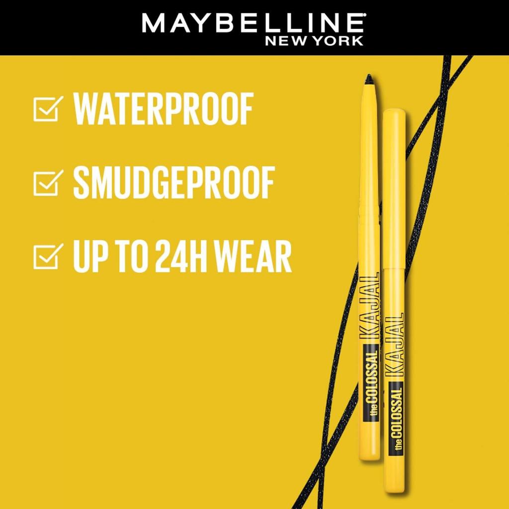Maybelline New York Colossal Kajal, Насыщенный цвет, водостойкий, стойкий на 24 часа, черный, 0,35 г (Упаковка из 2 шт.)