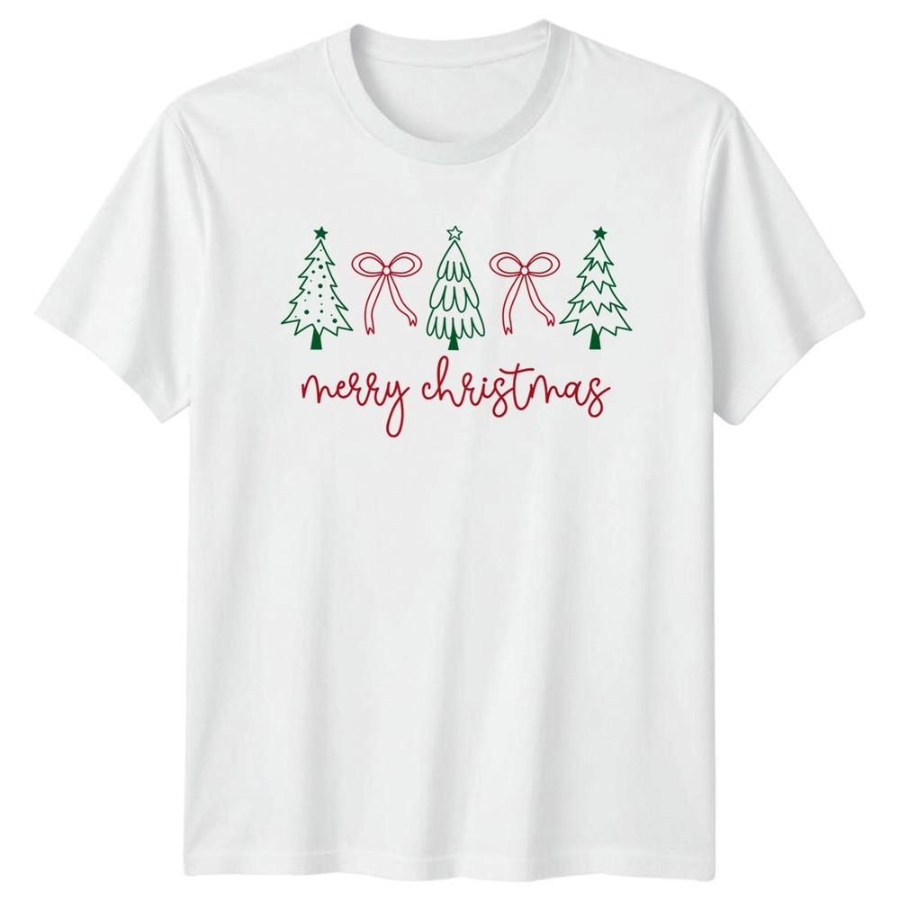 Merry Christmas Holiday Christmas Trees Bows Unisexs Unisexs Graphic Tee