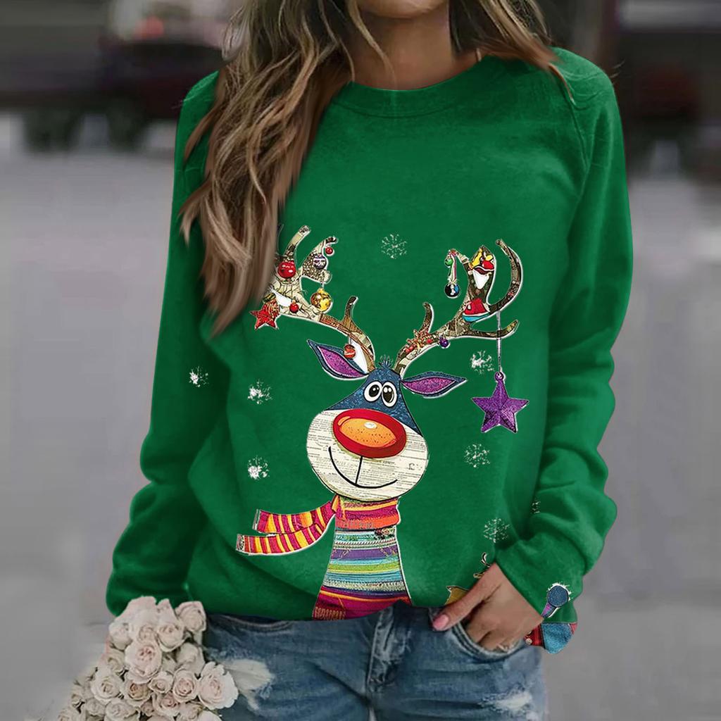 Женские топы с круглым вырезом, хлопковая женская повседневная модная пуловер с длинным рукавом и круглым вырезом с принтом, блузка