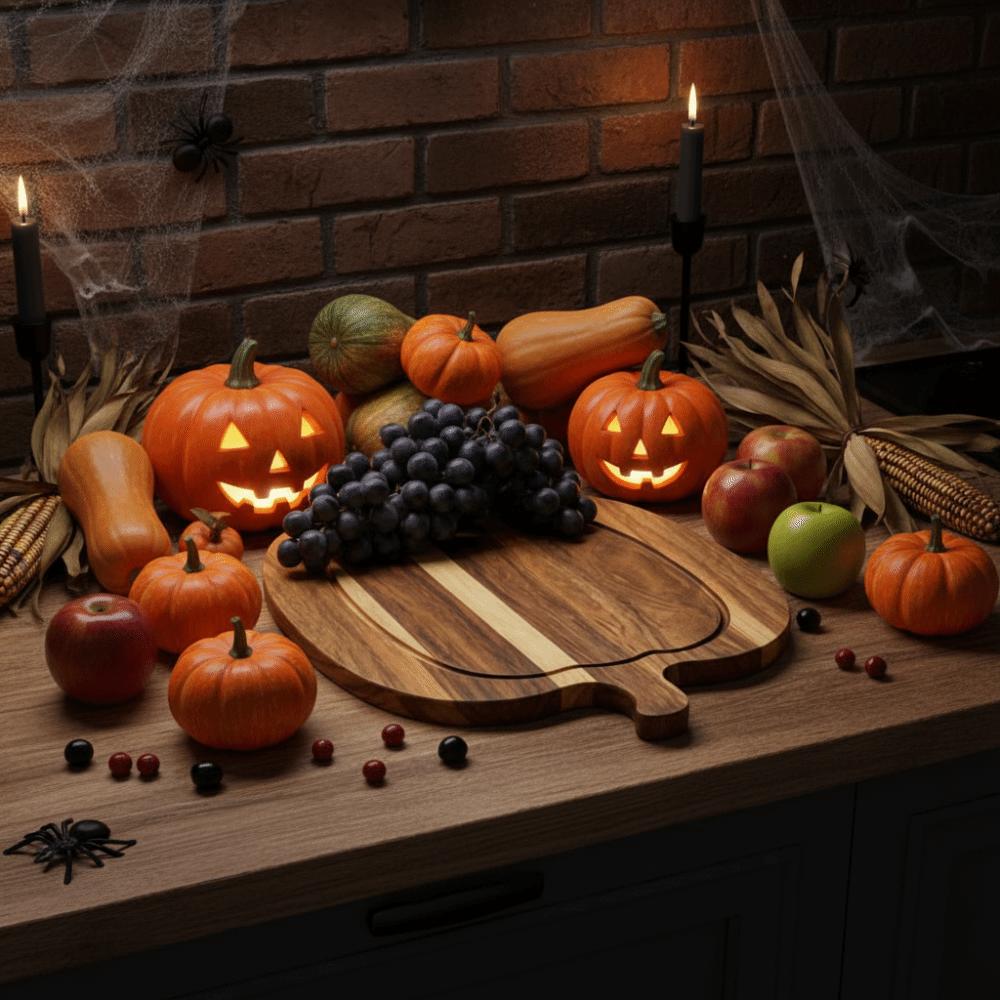 1pair Natural Color Pumpkin Cutting Board Pumpkin Shaped Halloween Charcuterie Board Cheese Lovers