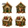 Window Hanging Craft DIY Christmas Faux Pearl Art Painting Pendant Kit, 3D Bead Gingerbread Miniature Dollhouse Kit House Handmade Holiday Set