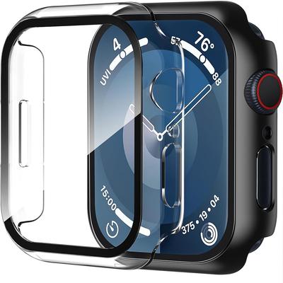 2 шт. Черный Прозрачный Чехол-накладка из закаленного стекла для Apple Watch Series 11 10 9 Ultra 3 SE 2 49 мм 46 мм 42 мм 45 мм 41 мм 44 мм 49 мм Аксессуар