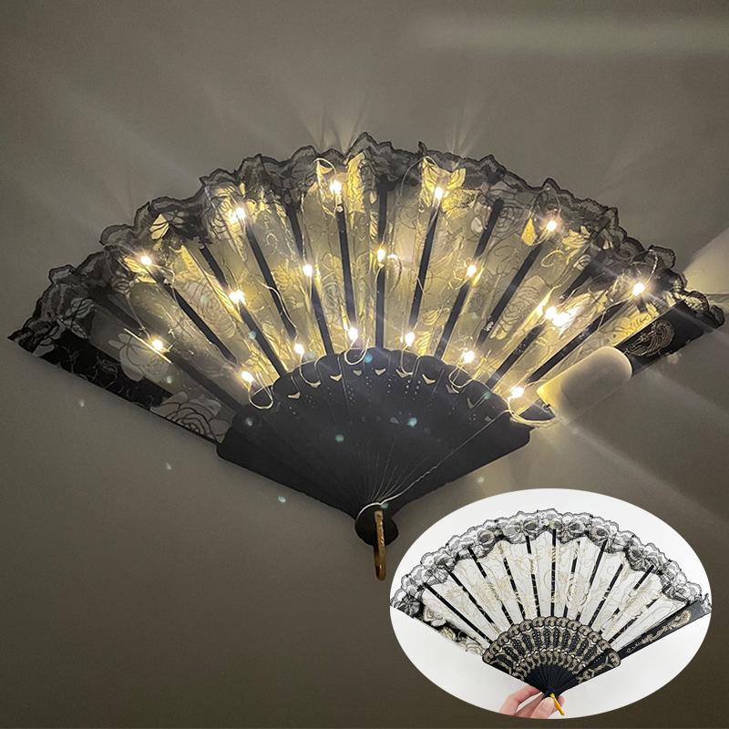 Светодиодный складной веер Glow Dancing Hand Fan La Folding Plastic Fan для женщин девушек Вечеринка элегантный Декорация Товары