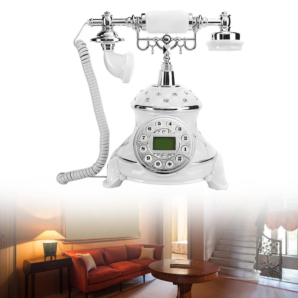 Белый стиль в европейском стиле со стразами, винтажный антикварный старый телефон, домашний стационарный телефон