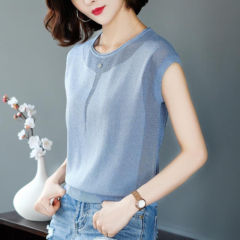 Женская трикотажная футболка Ice Silk с коротким рукавом, стильный алый топ, летний свободный и универсальный тонкий трикотажный топ