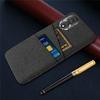 Cloth Texture Phone Case for Honor 80 5G Dual Card Slots Anti-scratch PC Protective Cover