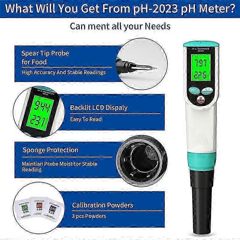 Digital pH Meter with Automatic Temperature Compensation for Accurate Water and Food Testing and Laboratory Use