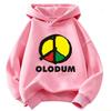 Kids Boys Girls Hoodie Olodum Peace Symbol Yellow Red Green Print Pullover Long‑Sleeve Sweatshirt Autumn Casual Outerwear