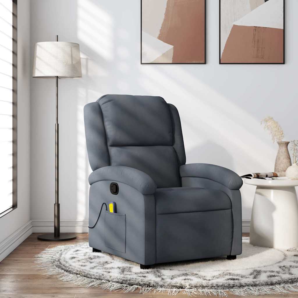 Massage Relax Chair Dark Grey Velvet