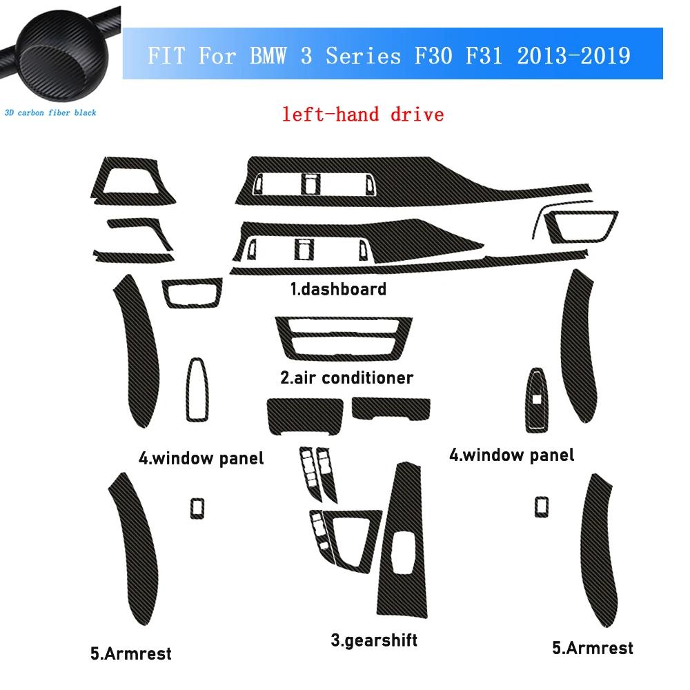 Carbon Fiber For BMW 3 Series F30 2013- Car Film Interior Sticker Center Console Gear Dashboard Air Door Handle Lift Panel