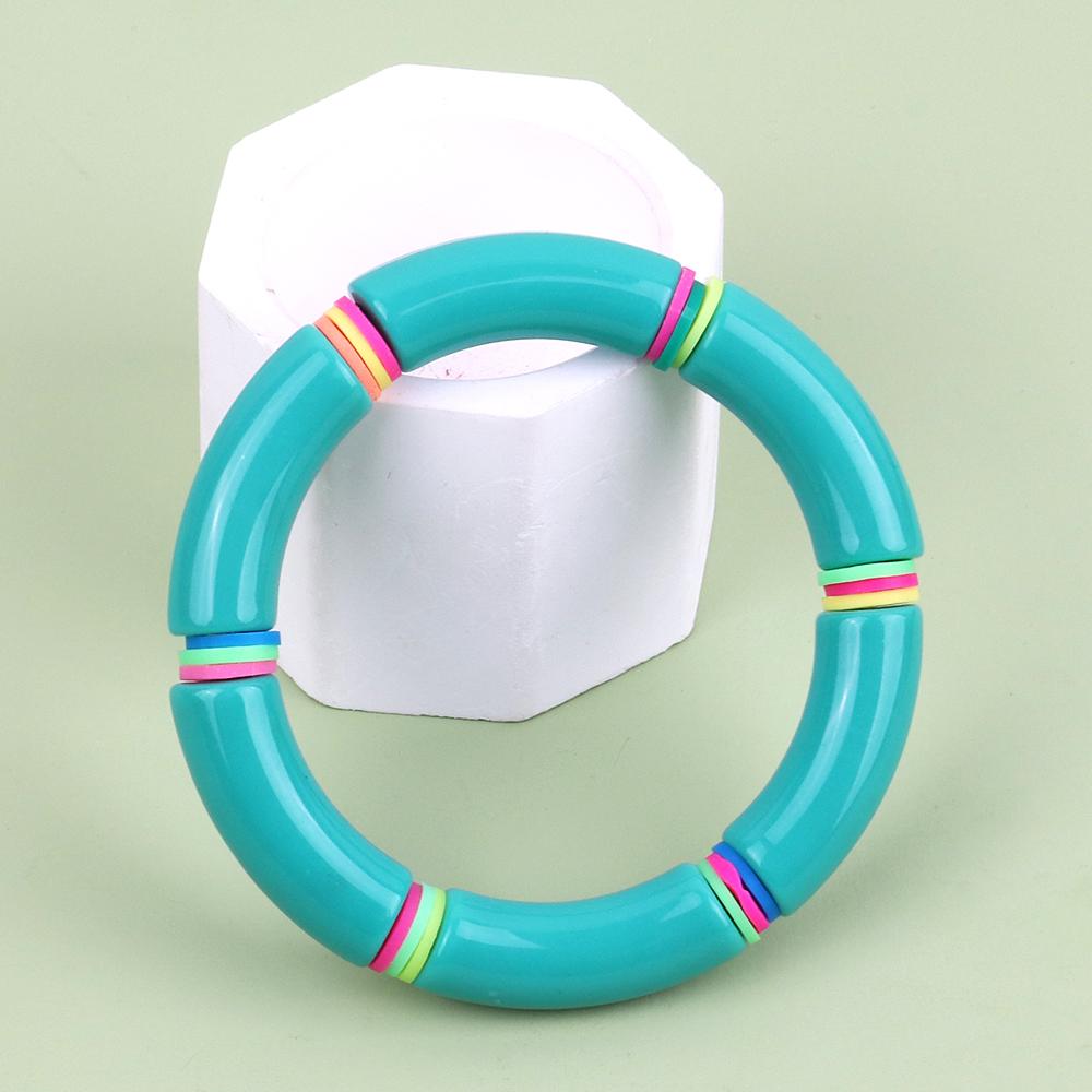 New Resin Bamboo Elbow Beaded Bracelet for Women Vintage Acrylic Curved Tube large Elastic Bangles Bracelets Summer Jewelry Gift