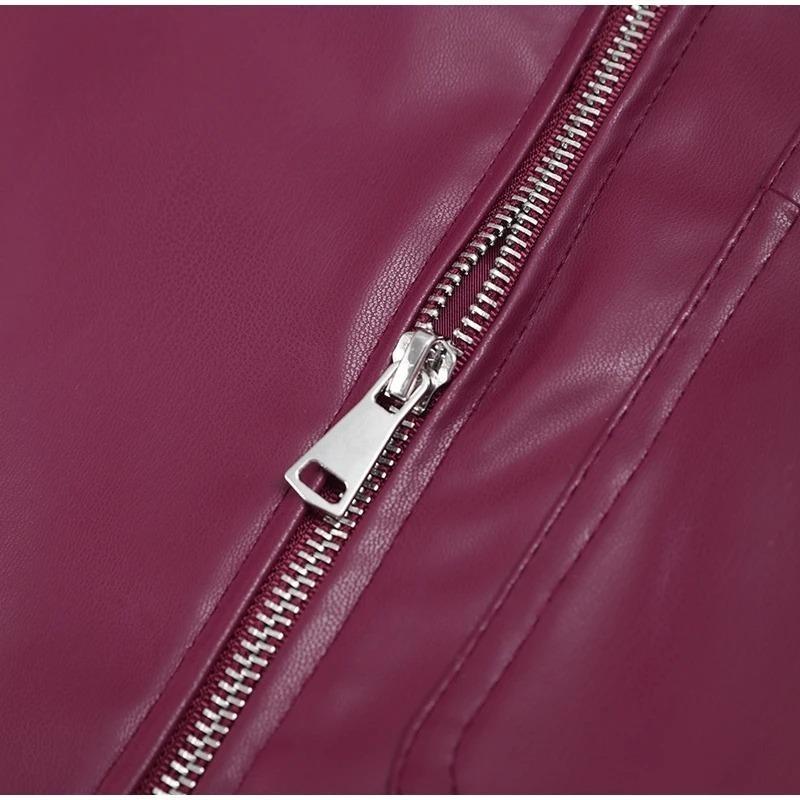 Весна и осень женская куртка с длинным рукавом из искусственной кожи с лацканами на молнии в стиле ретро, мотоциклетное пальто, свободная повседневная модная уличная одежда