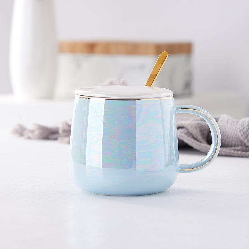 Керамическая кружка для воды высокой ценности с крышкой и ложкой, бытовая, термостойкая, офисная, маленькая, свежая и простая, в стиле минимализма