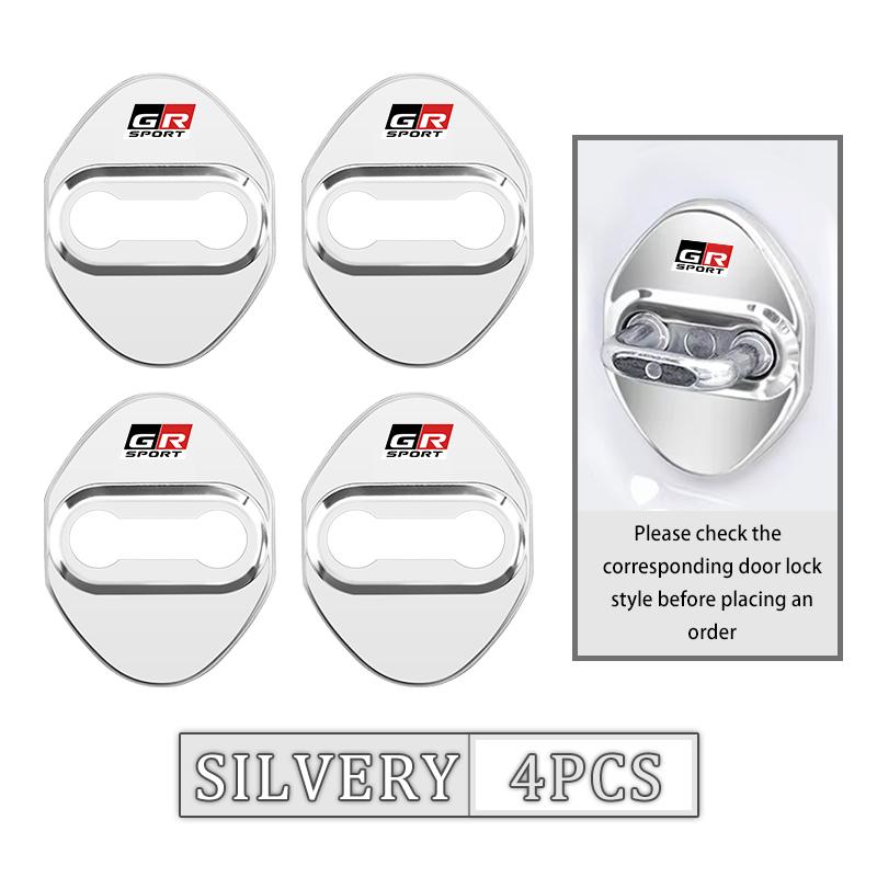 bsqrw5 For Toyota 4Pcs Stainless Steel Car Door Lock Cover Case Stickers Accessories GR sport Hilux Aygo TDR Yaris Corolla Rav4 CHR