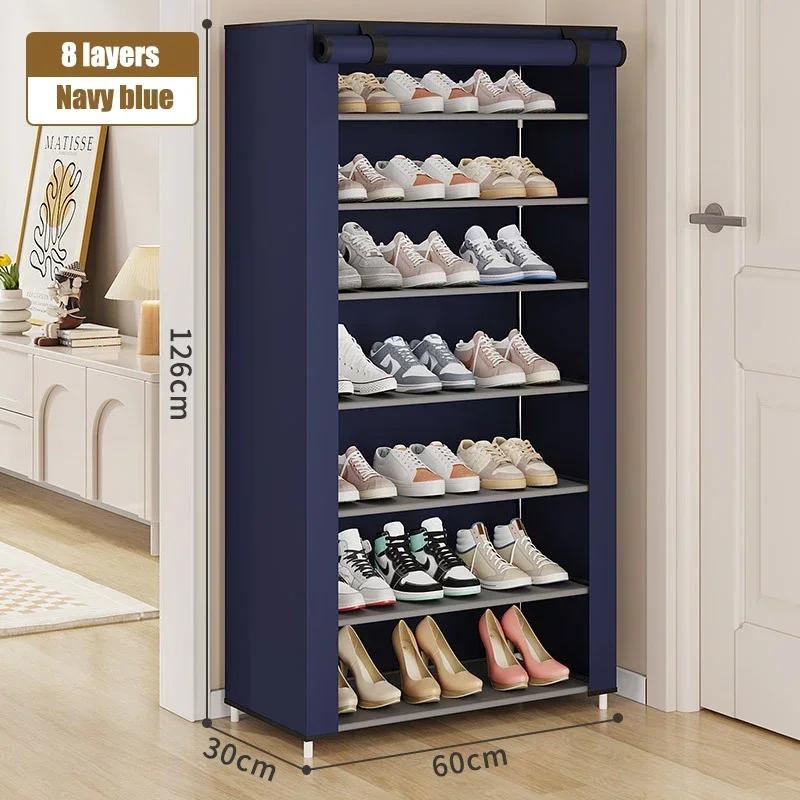 Шкаф для обуви из пылезащитной ткани, многофункциональная полка для хранения обуви, влагостойкая, приподнятая конструкция, большая вместимость, шкаф для обуви