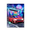 Современная живопись на холсте Искусство уличные гонки Токио Nissan GTR Synthwave Neon 80S Постер Украшение стены Искусство Гостиная Домашний декор