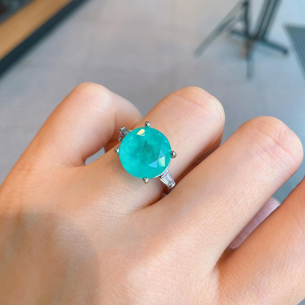 Прямая трансляция TikTok Новое трансграничное кольцо с изумрудом и имитацией Palaiba