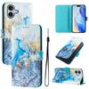 For iPhone 16 Plus Case Pattern Printing Wallet Phone Cover with Strap