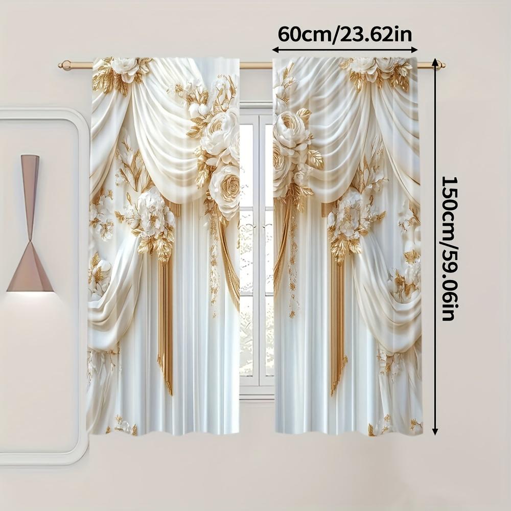 2 шт. Европейские Дворцовые Шторы с Принтом Арт-Деко – для Спальни   Гостиной   Кухни и Декора Дома