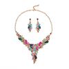 GemChic Женские новые изысканные ожерелья из сплава с ветками цветов и кристаллами, стразами, ключицы, серьги, комплект из двух предметов, подарок на день рождения, Рождество
