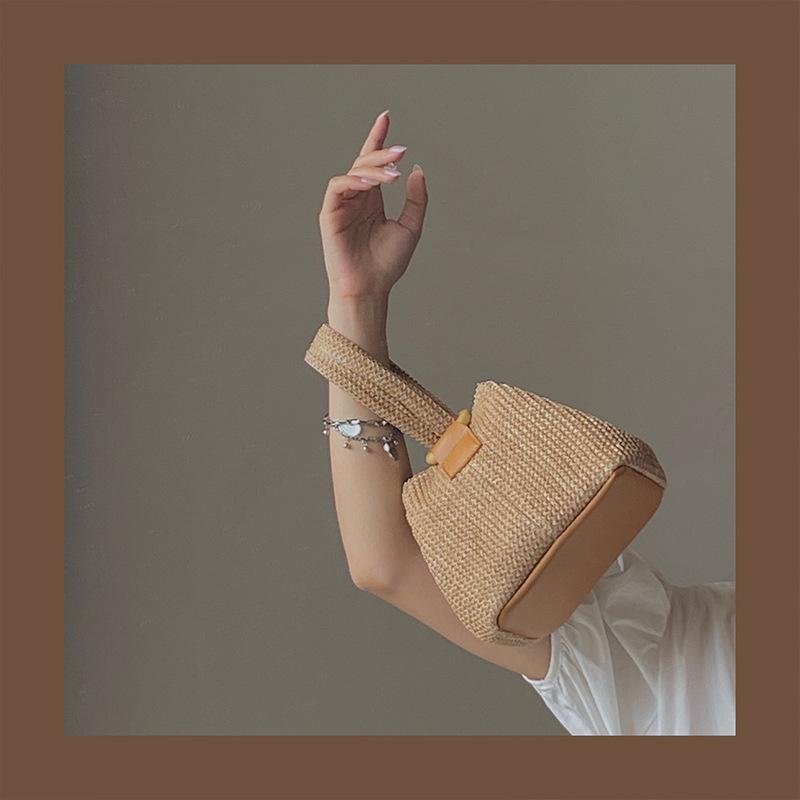 2025 Niche Style Girls' Cute Straw Woven Chain Shoulder Bag - Trendy Summer Accessory