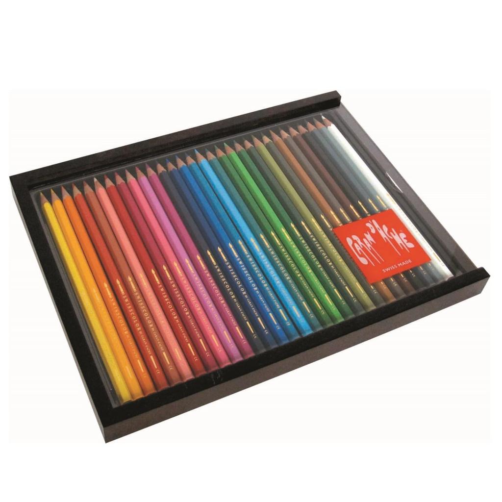 Caran Swiss Color Water Soluble Colored Pencils 30 Colors Set Wooden Box Set d'Ache 1285-430