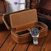 Винтажная кожаная коробка для часов Crazy Horse: Прямоугольный дорожный чехол на молнии из натуральной кожи для хранения одних часов